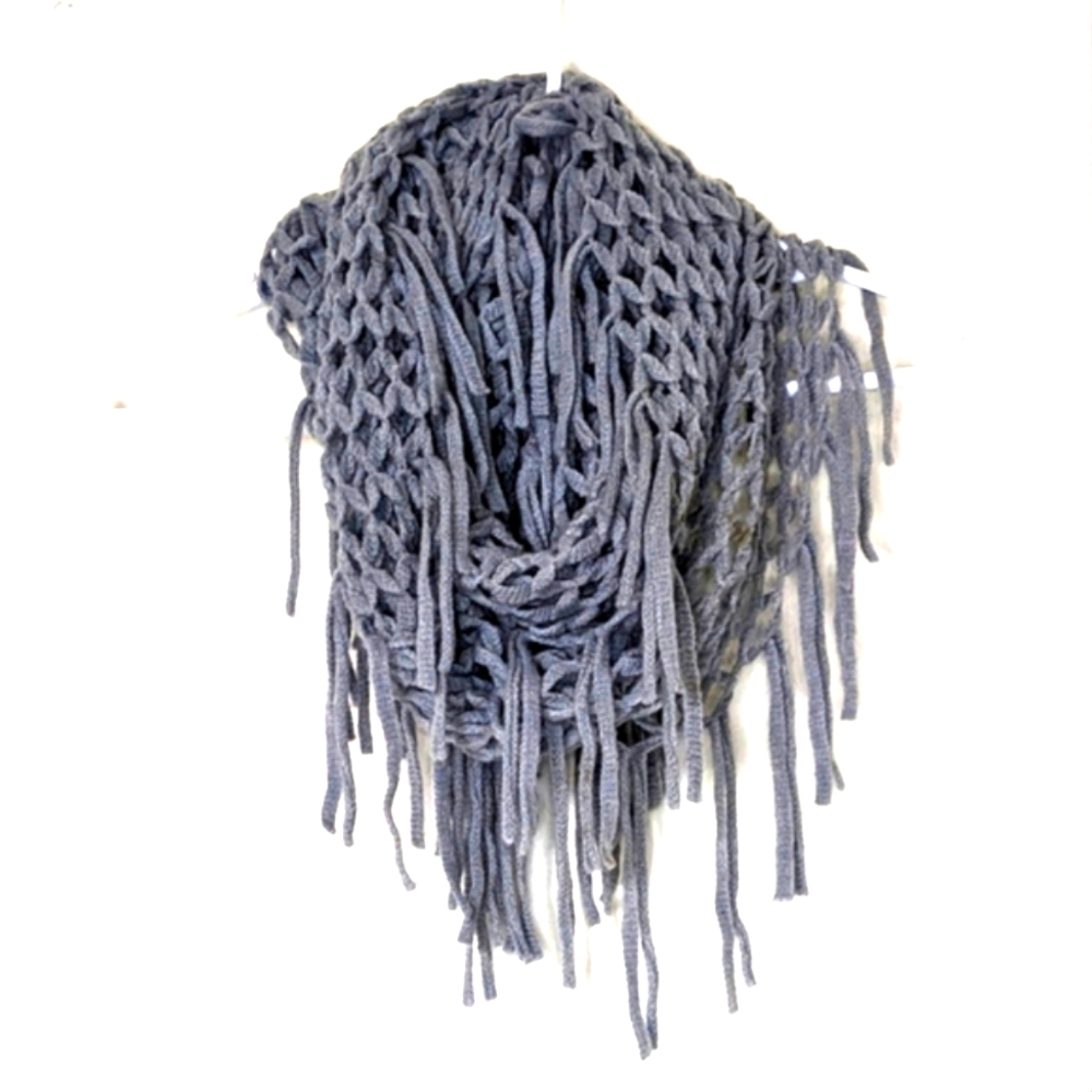 Fringe Knit Infinity Scarf